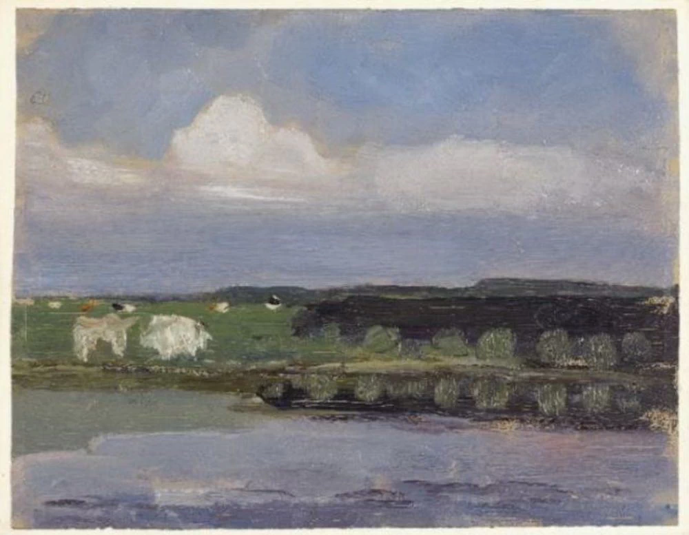 Corso d'acqua, campo con mucche e cielo con nuvole - Kunstmuseum Den Haag